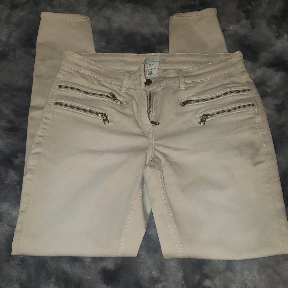H & M skinny zippered moto pants
